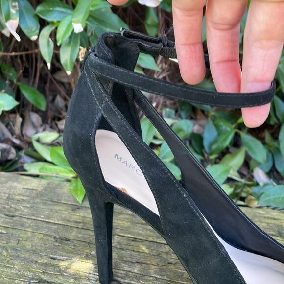 Marc Fisher Black Suede Mary Jane Peep Toe High Heels Women's 8 1/2 M - Picture 8 of 15
